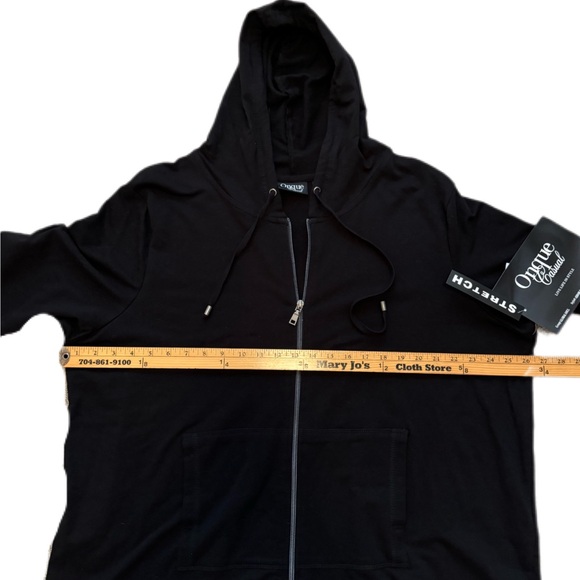 NEW Onque Casuals zip up sweatshirt plus size hood 2X Black fringe oversized NWT - Picture 5 of 11